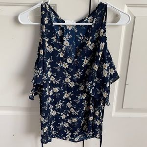 Dark blue w/flower blouse